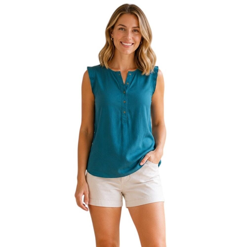 Ann Taylor Loft Green Boat Neck Sleeveless Top, M